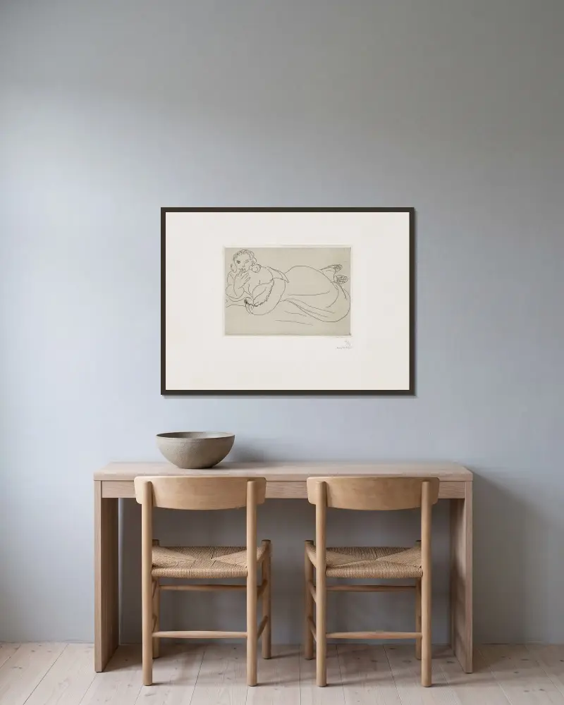 Vilande ung kvinna av Henri Matisse inramad på en vägg