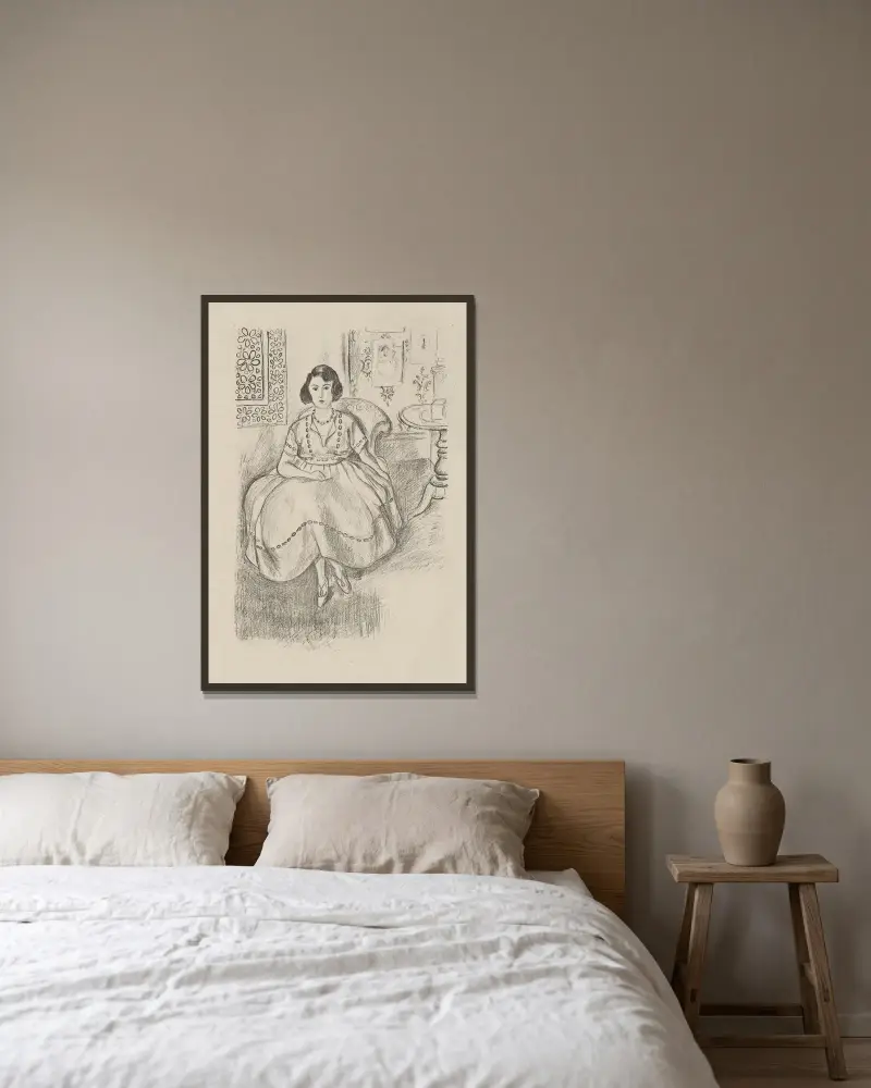 La robe d’organdi av Henri Matisse inramad på en vägg
