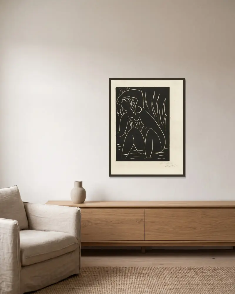 Eftermiddagen – Studie för 'Pasiphaé' av Henri Matisse inramad på en vägg