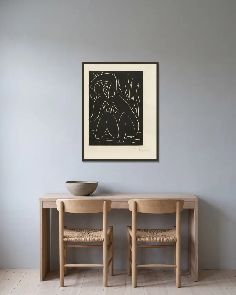 Eftermiddagen – Studie för 'Pasiphaé' av Henri Matisse inramad på en vägg