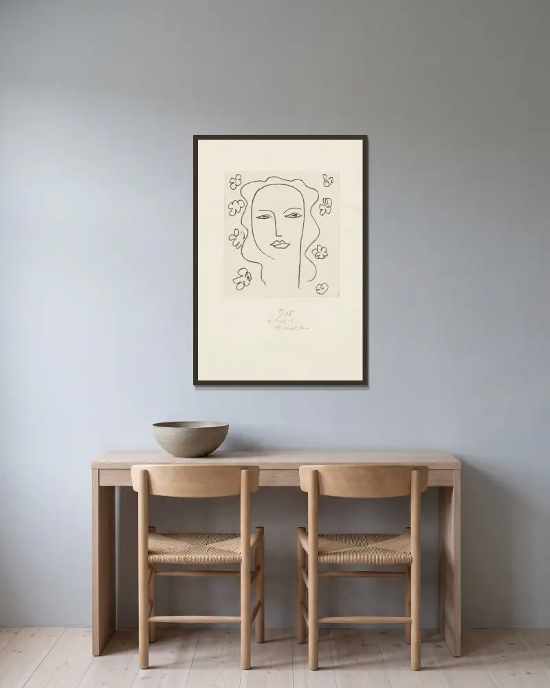 Madeleine – (Etude (pour la Chapelle de Vence) av Henri Matisse inramad på en vägg