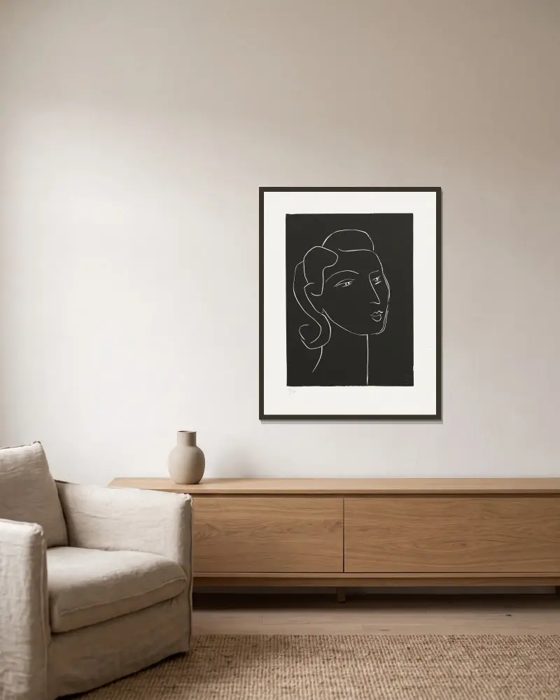 Fröken J. L av Henri Matisse inramad på en vägg