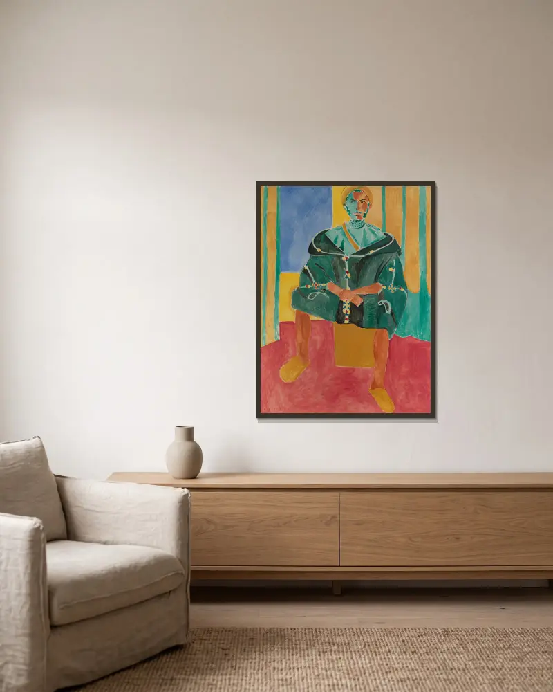 Sitzender Rif-Mann von Henri Matisse gerahmt an einer Wand