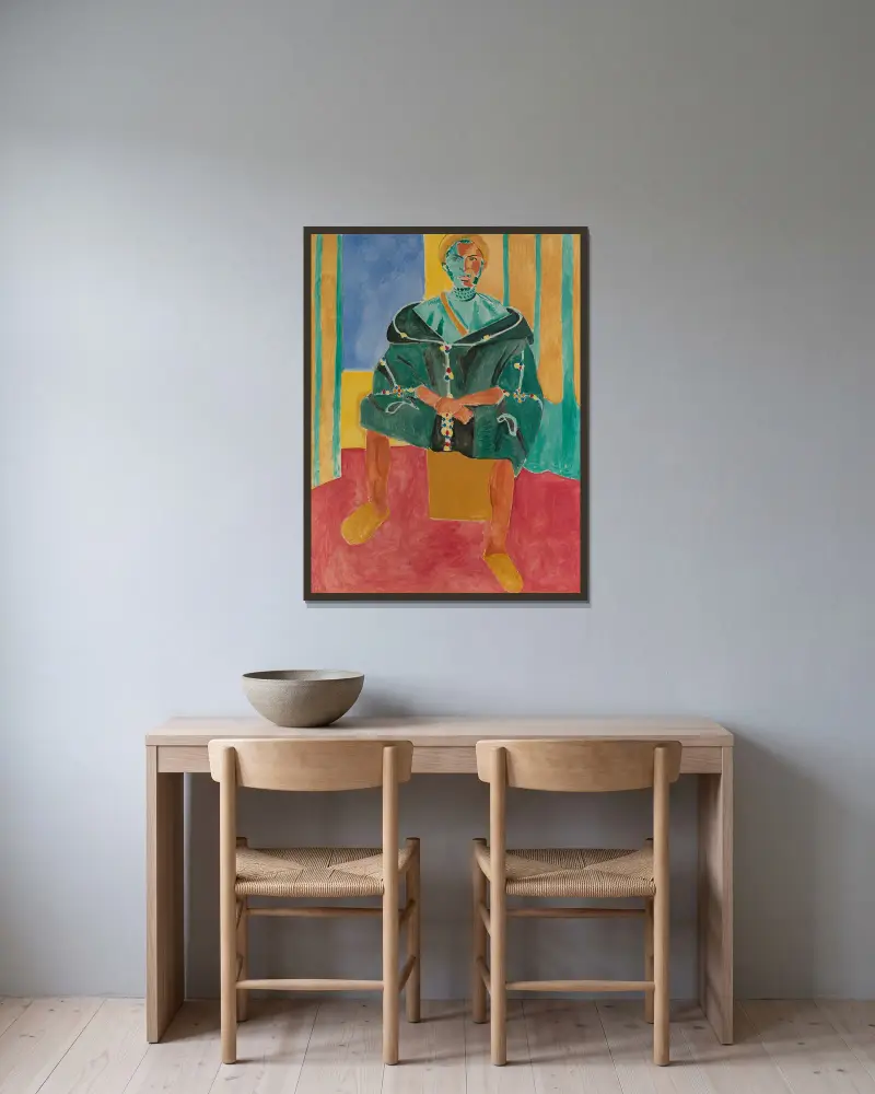 Sitzender Rif-Mann von Henri Matisse gerahmt an einer Wand