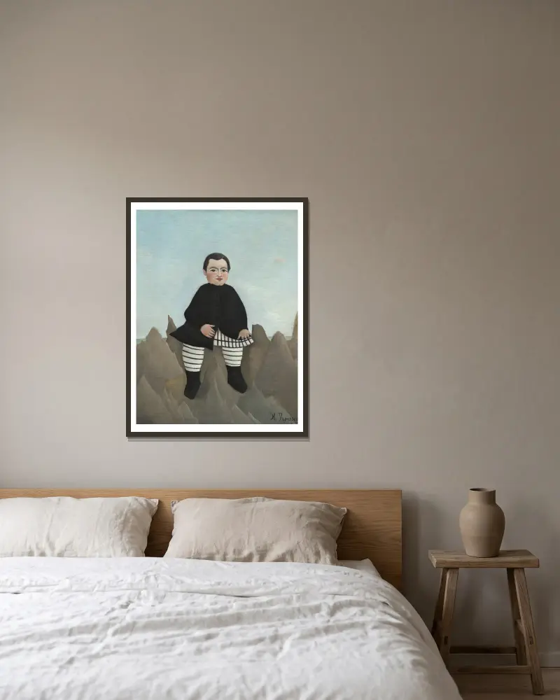 Chlapec na skalách, Henri Rousseau v rámu na stěně
