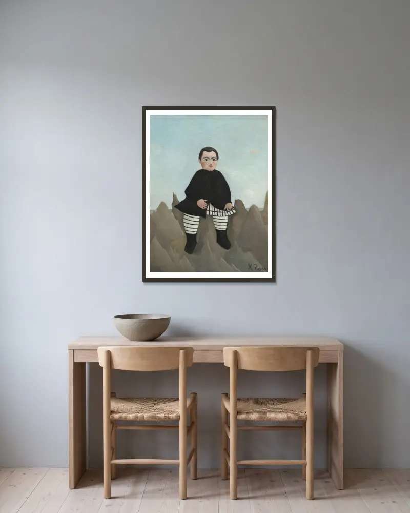 Chlapec na skalách, Henri Rousseau v rámu na stěně