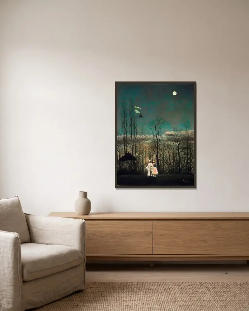 Carnival Evening av Henri Rousseau inramad på en vägg