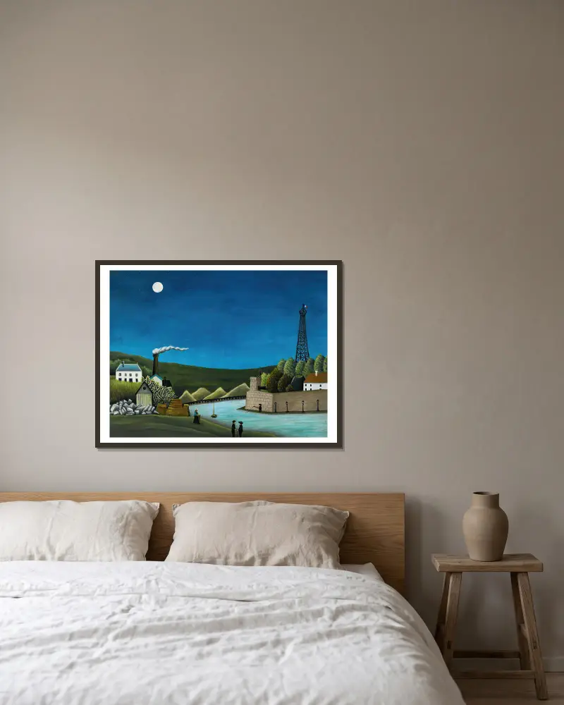 Die Seine bei Suresnes von Henri Rousseau gerahmt an einer Wand