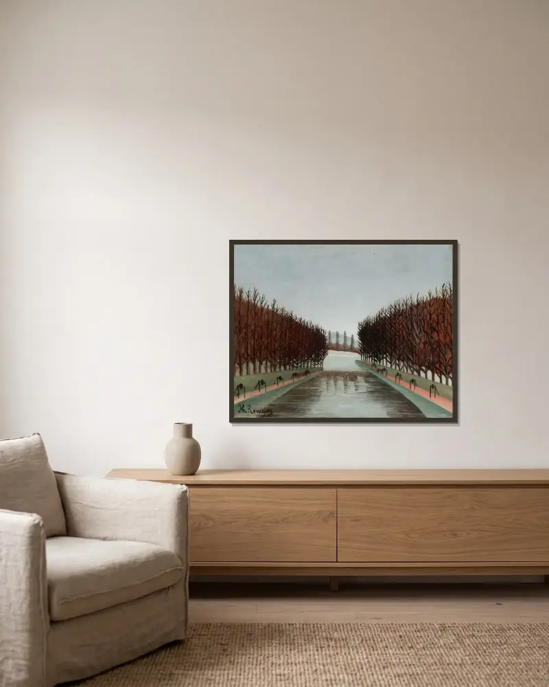 Le canal av Henri Rousseau inramad på en vägg