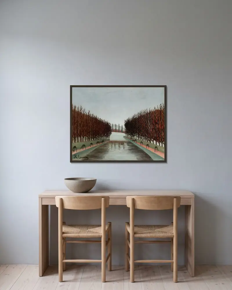 Le canal av Henri Rousseau inramad på en vägg