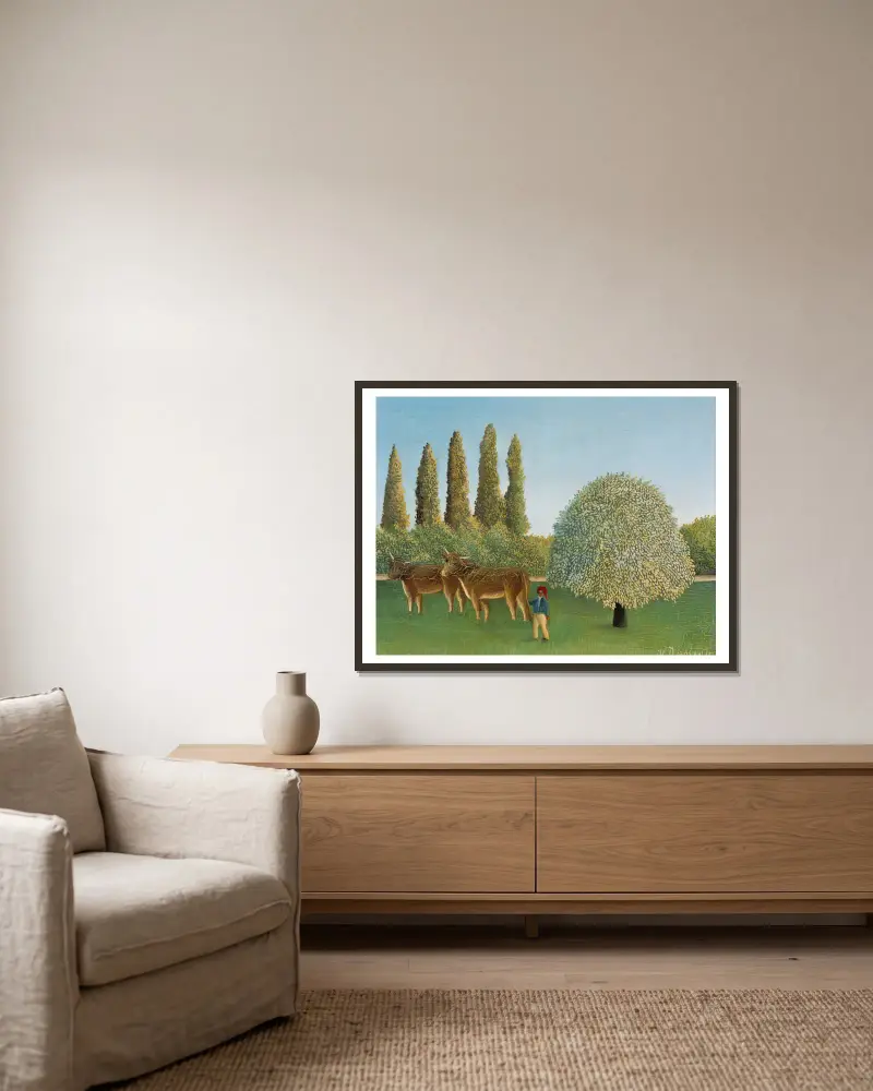 Krajobraz łąkowy (Pastwisko), Henri Rousseau w ramie na ścianie