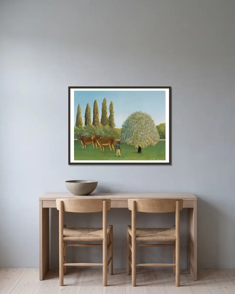 Krajobraz łąkowy (Pastwisko), Henri Rousseau w ramie na ścianie