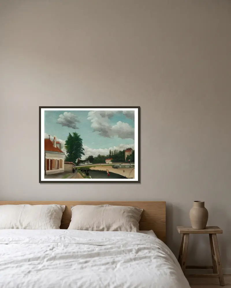 Pariskanten av Henri Rousseau inramad på en vägg