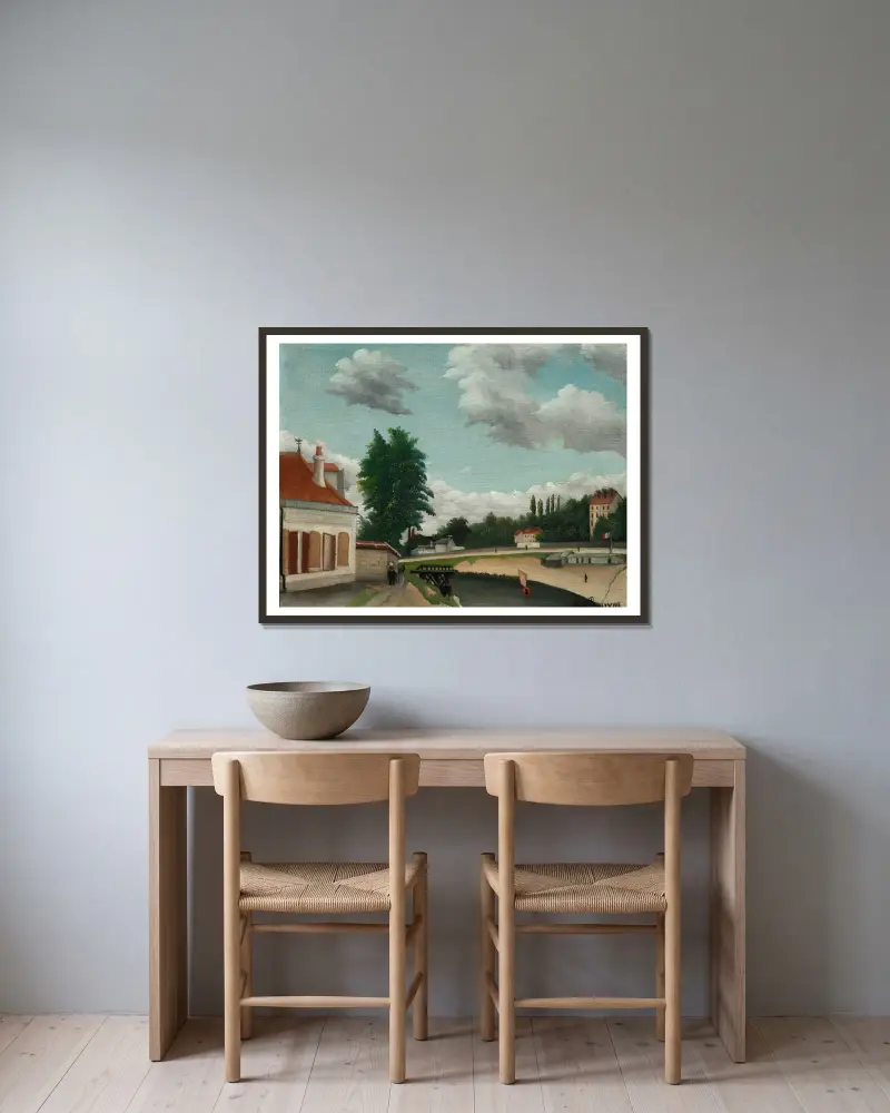 Pariskanten av Henri Rousseau inramad på en vägg