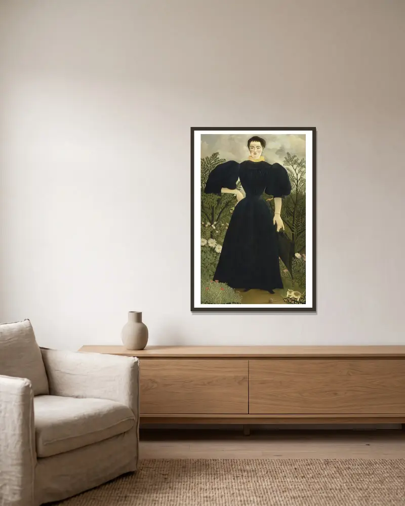 Porträt der Madame M von Henri Rousseau gerahmt an einer Wand