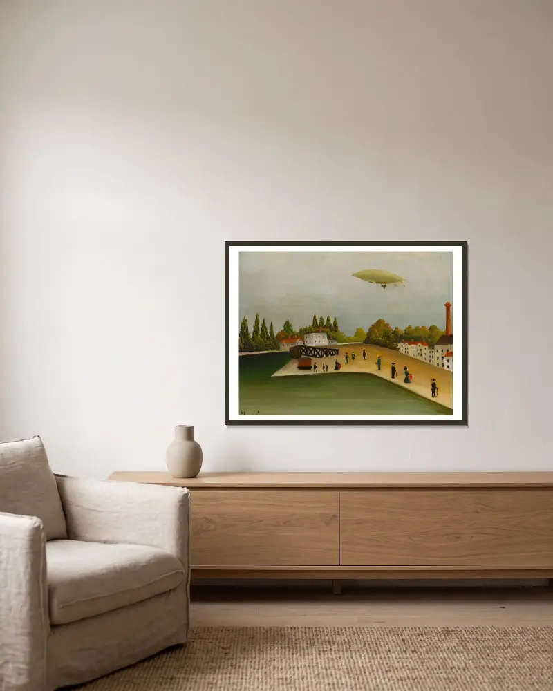 Quai d’Ivry av Henri Rousseau inramad på en vägg