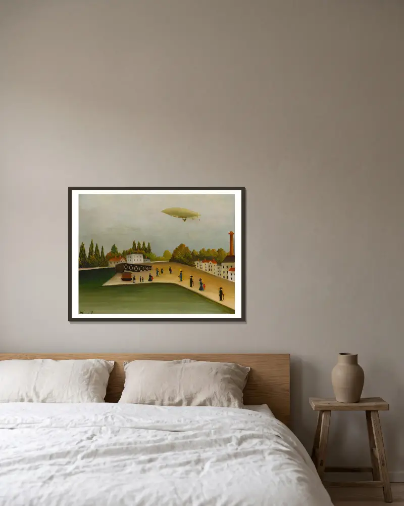 Quai d’Ivry av Henri Rousseau inramad på en vägg