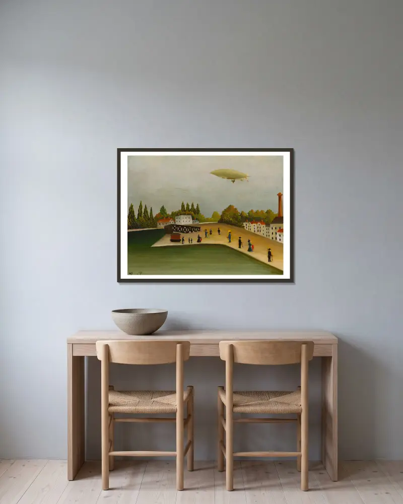 Quai d’Ivry av Henri Rousseau inramad på en vägg