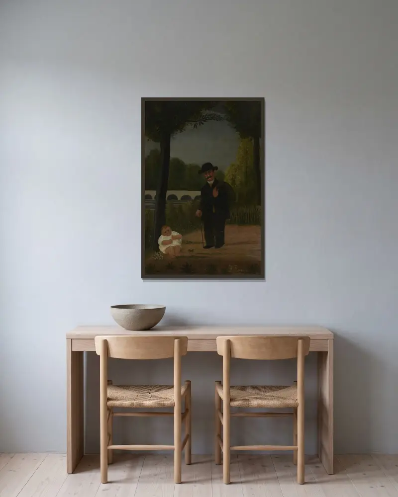 Stroller and Child av Henri Rousseau inramad på en vägg