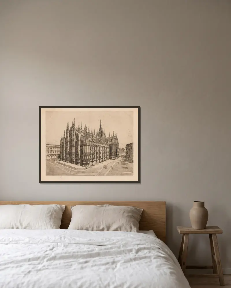 Cathedral, Milan av Otto Henry Bacher inramad på en vägg