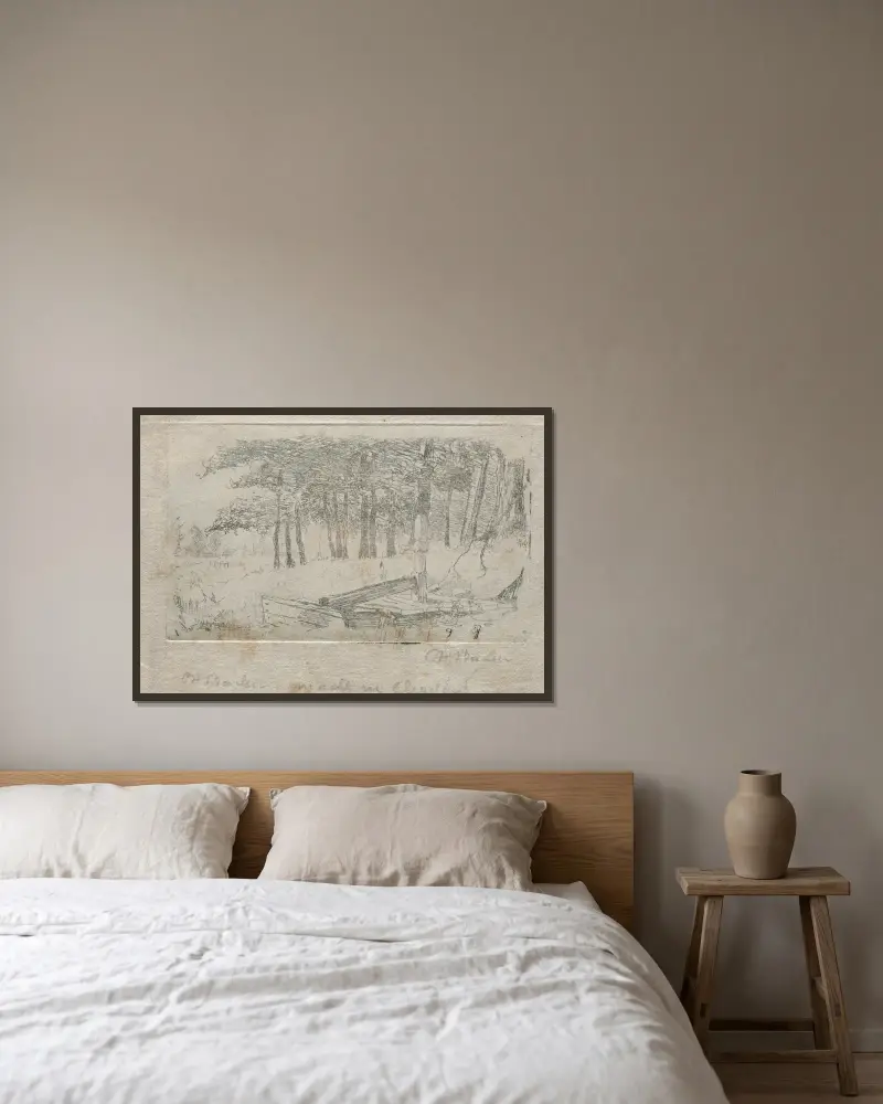 Skizze aus der Natur von Otto Henry Bacher gerahmt an einer Wand