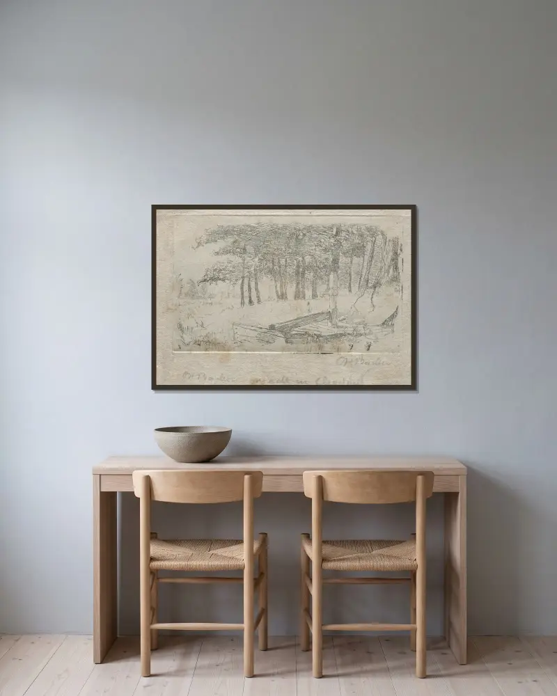 Skizze aus der Natur von Otto Henry Bacher gerahmt an einer Wand
