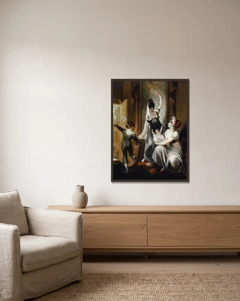 En mor med sin familj på landet av Henry Fuseli inramad på en vägg