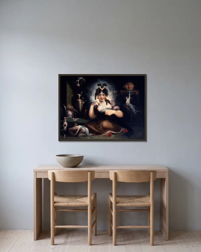 Faery Mab av Henry Fuseli inramad på en vägg