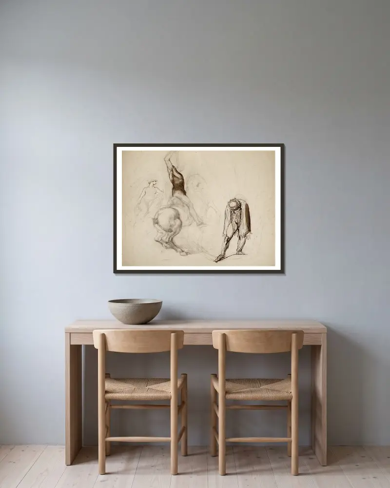 Figurenstudien von Henry Fuseli gerahmt an einer Wand