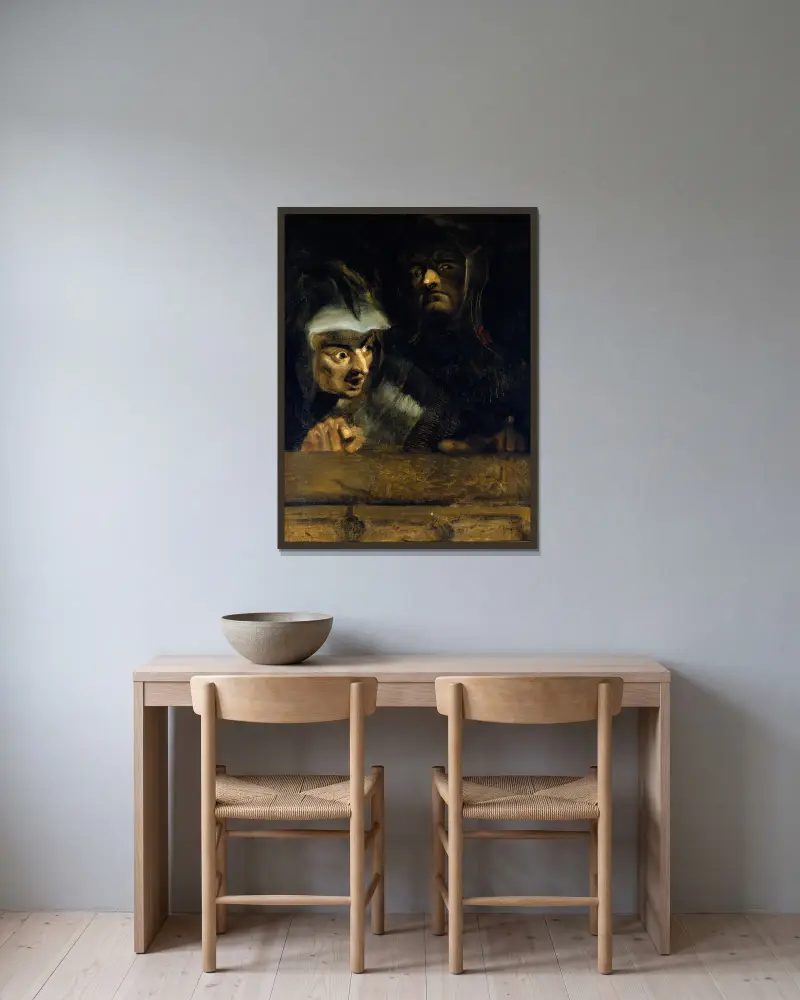 De två mördarna av hertigen av Clarence av Henry Fuseli inramad på en vägg