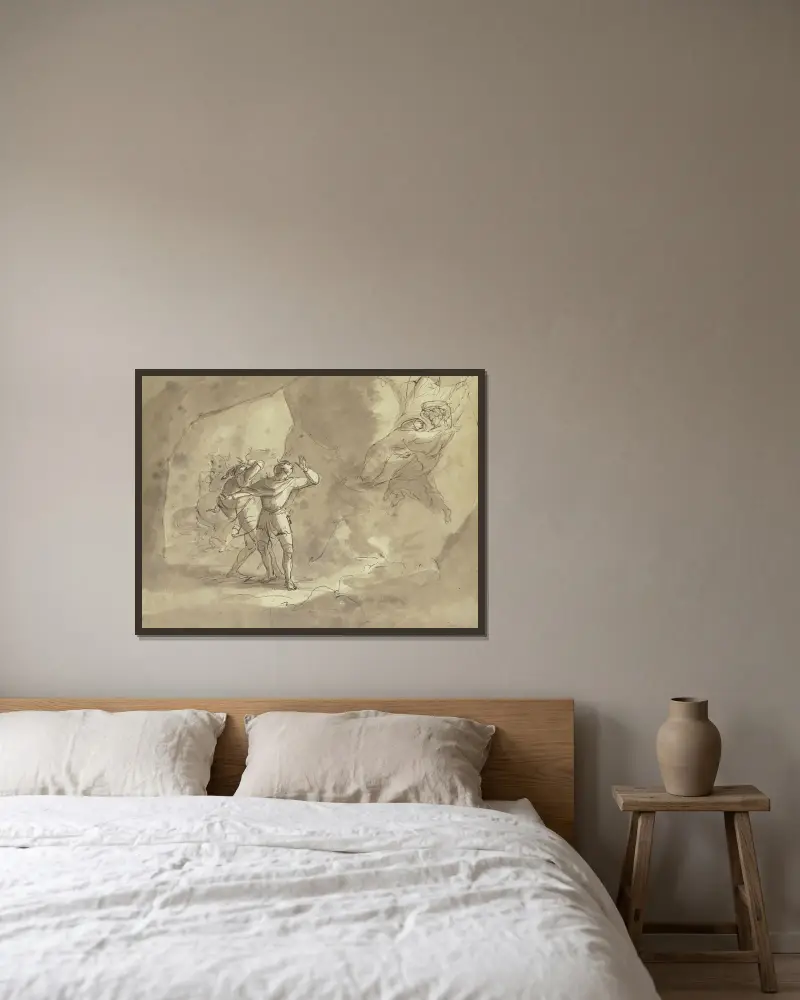 Vision zweier Männer in einer Grotte av Henry Fuseli inramad på en vägg