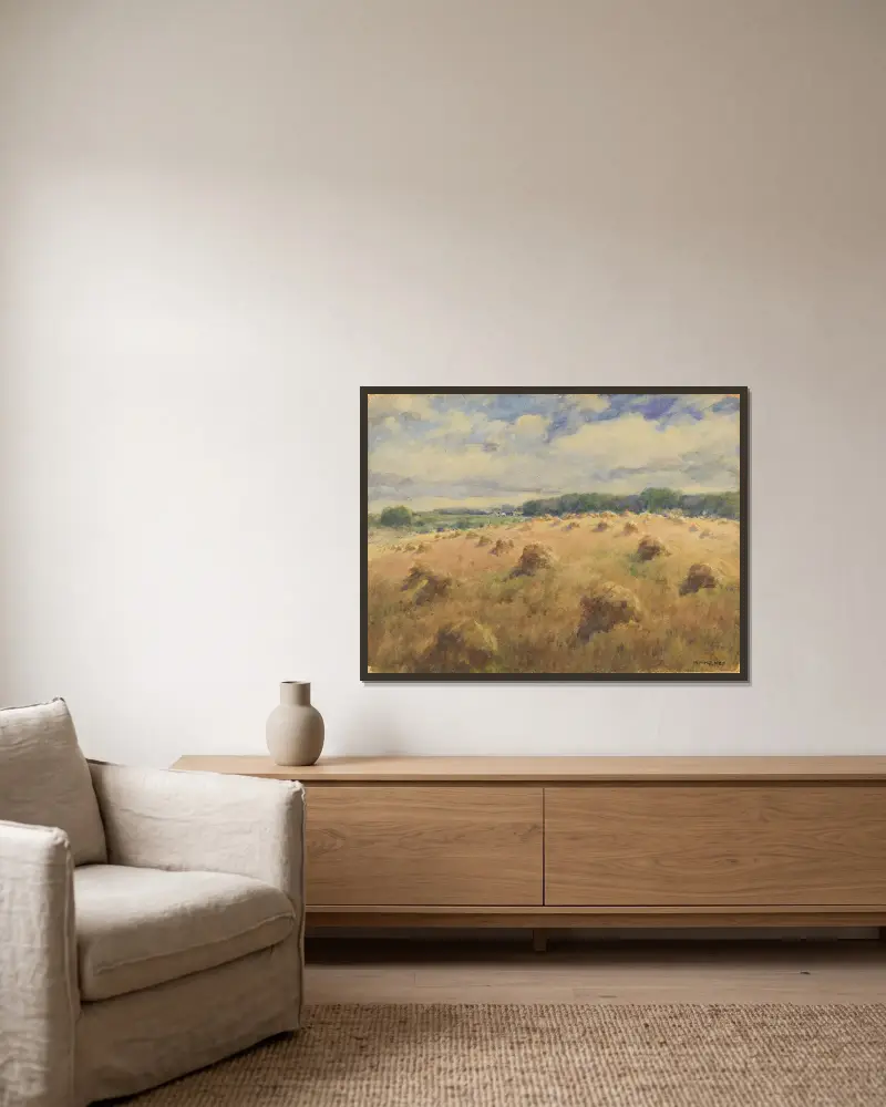 Weizenfelder in Maryland von William Henry Holmes gerahmt an einer Wand