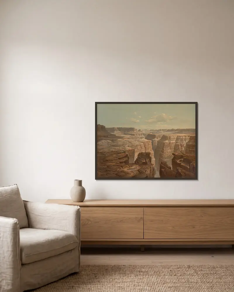 The Grand Canyon av William Henry Holmes inramad på en vägg