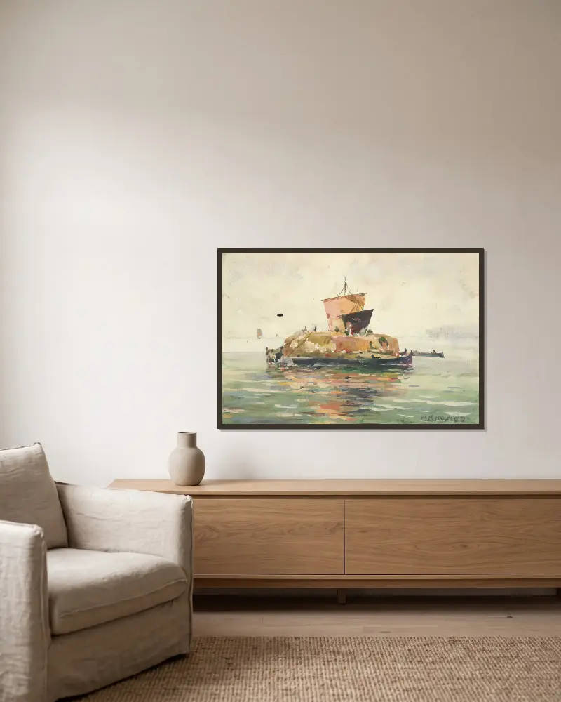 Venetian Freight Boats av William Henry Holmes inramad på en vägg