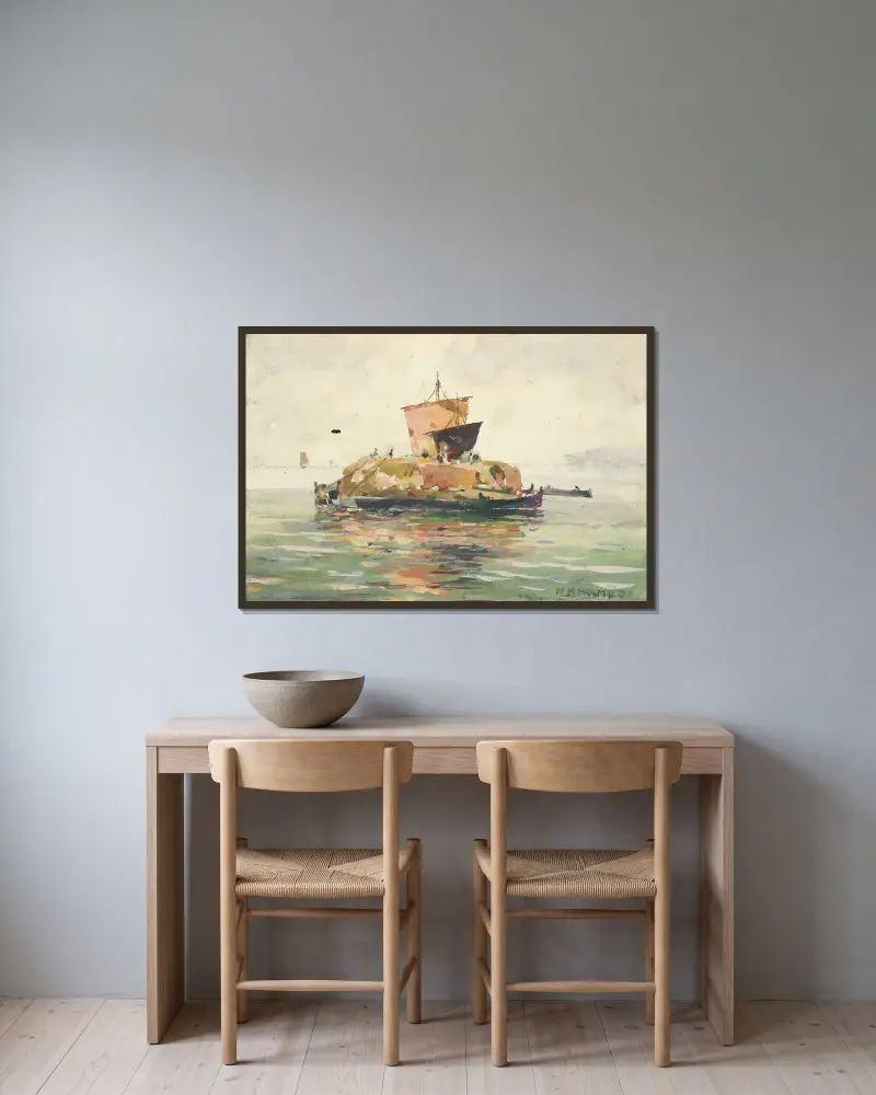 Venetian Freight Boats av William Henry Holmes inramad på en vägg