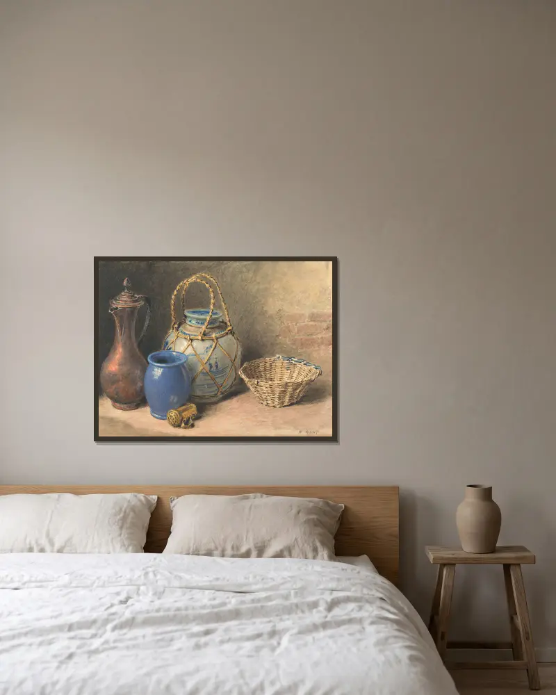 Stillleben mit Ingwertopf von William Henry Hunt gerahmt an einer Wand