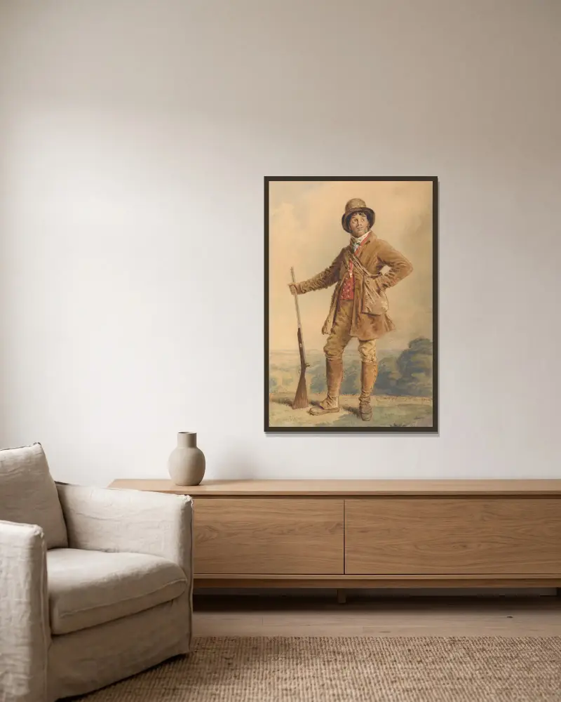 Der Wildhüter von William Henry Hunt gerahmt an einer Wand
