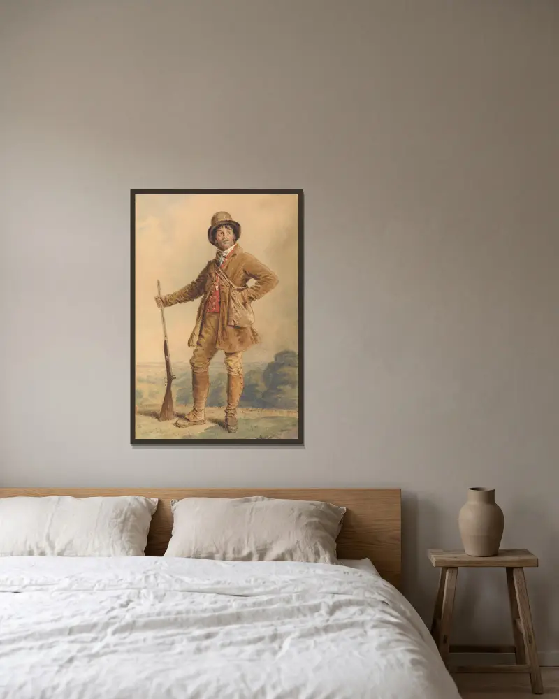 Der Wildhüter von William Henry Hunt gerahmt an einer Wand