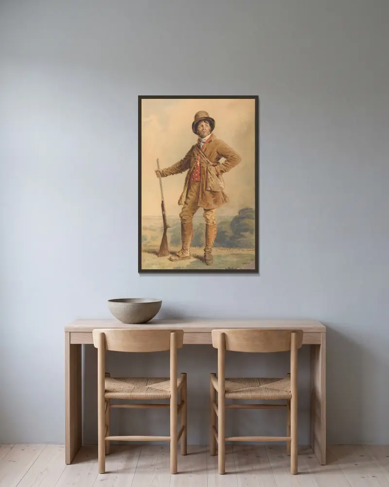 Der Wildhüter von William Henry Hunt gerahmt an einer Wand