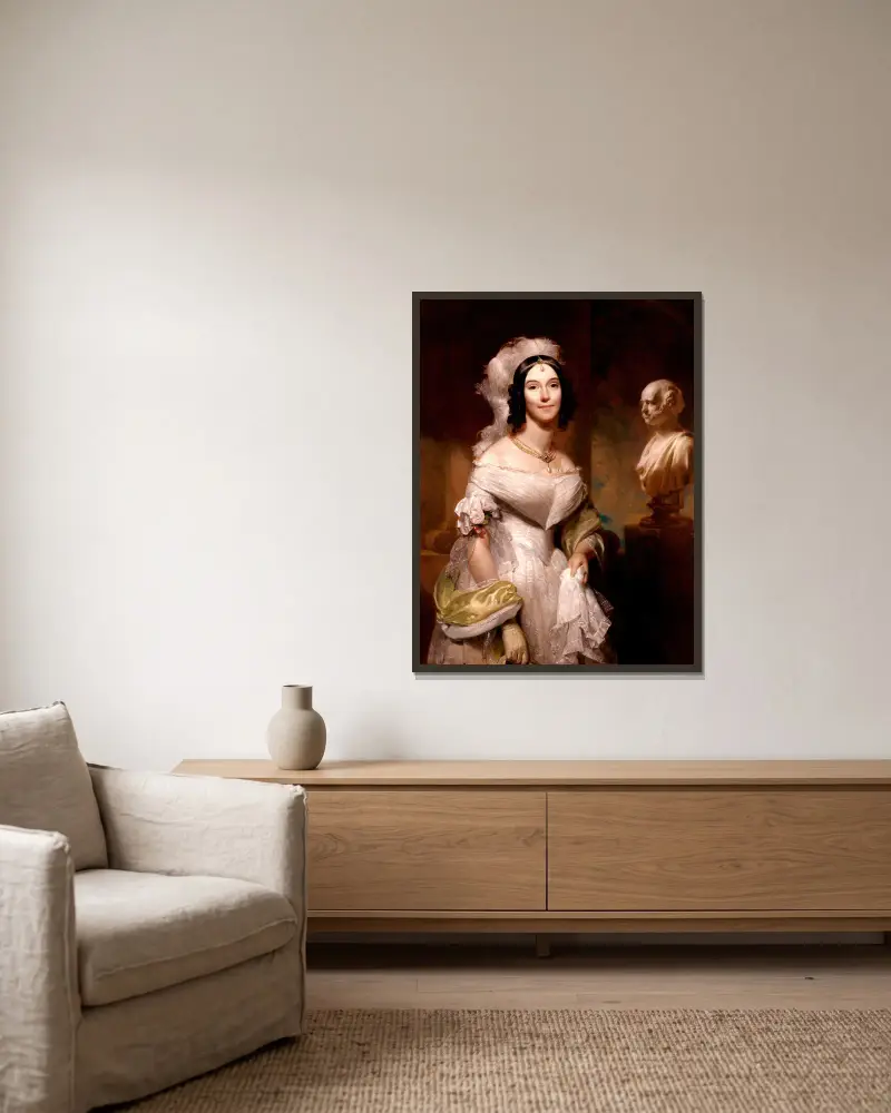 Angelica Singleton Van Buren (Mrs. Abraham Van Buren) von Henry Inman gerahmt an einer Wand