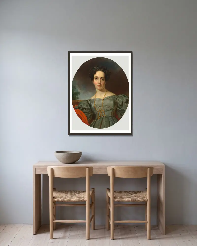 Emma Embury, 1832, Henry Inman w ramie na ścianie