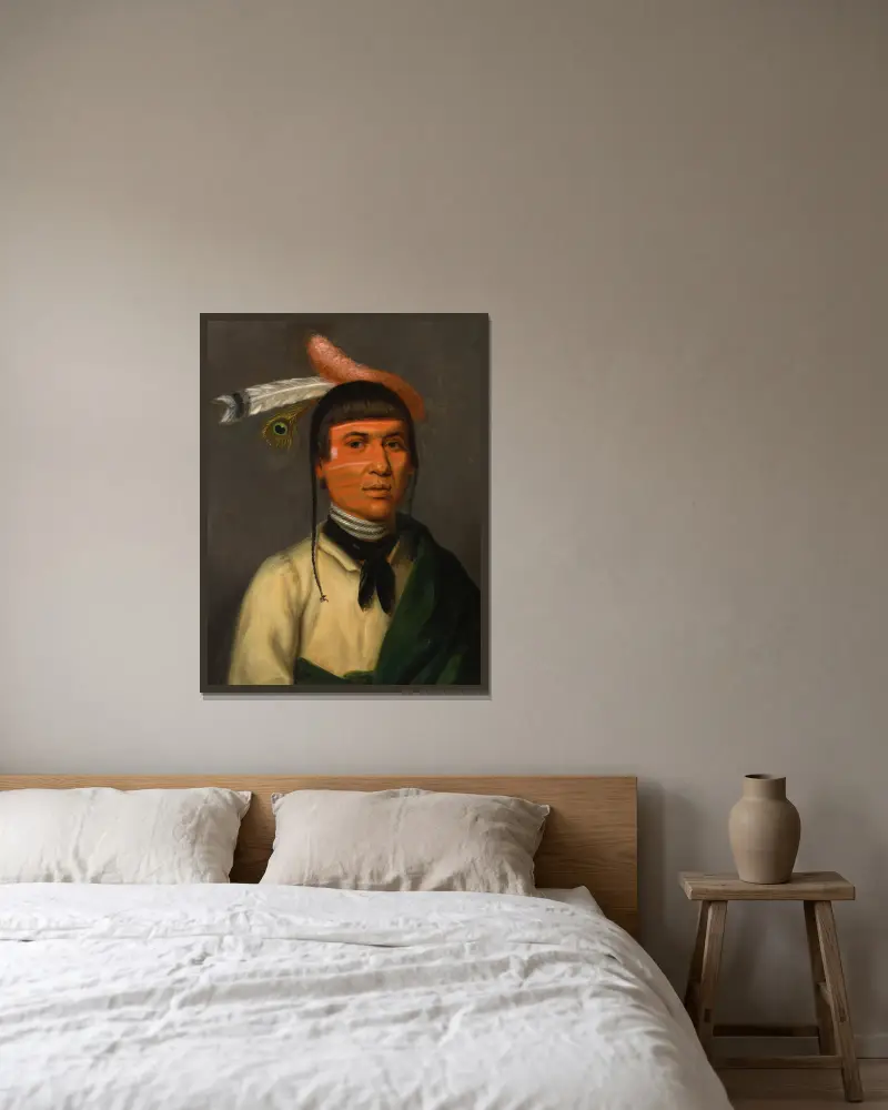 No-Tin (Wind), a Chippewa Chief av Henry Inman inramad på en vägg