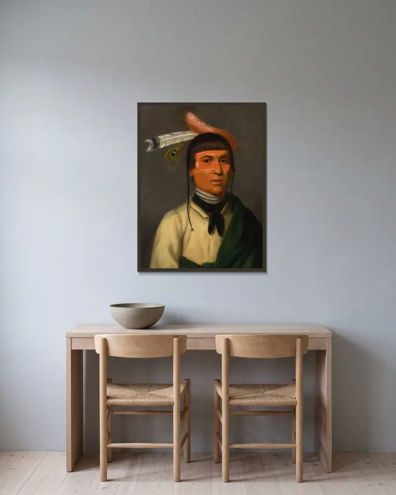 No-Tin (Wind), a Chippewa Chief av Henry Inman inramad på en vägg