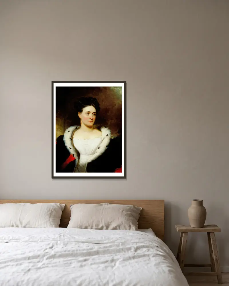 Porträtt av Mrs. James W. Wallack av Henry Inman inramad på en vägg