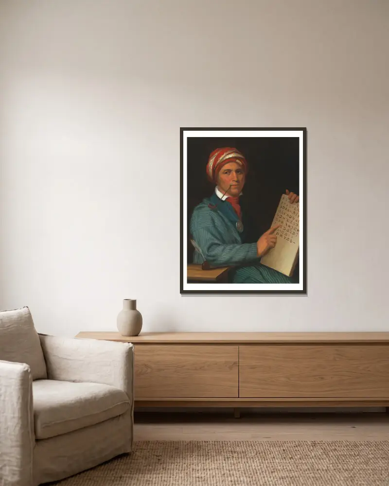 Sequoyah von Henry Inman gerahmt an einer Wand