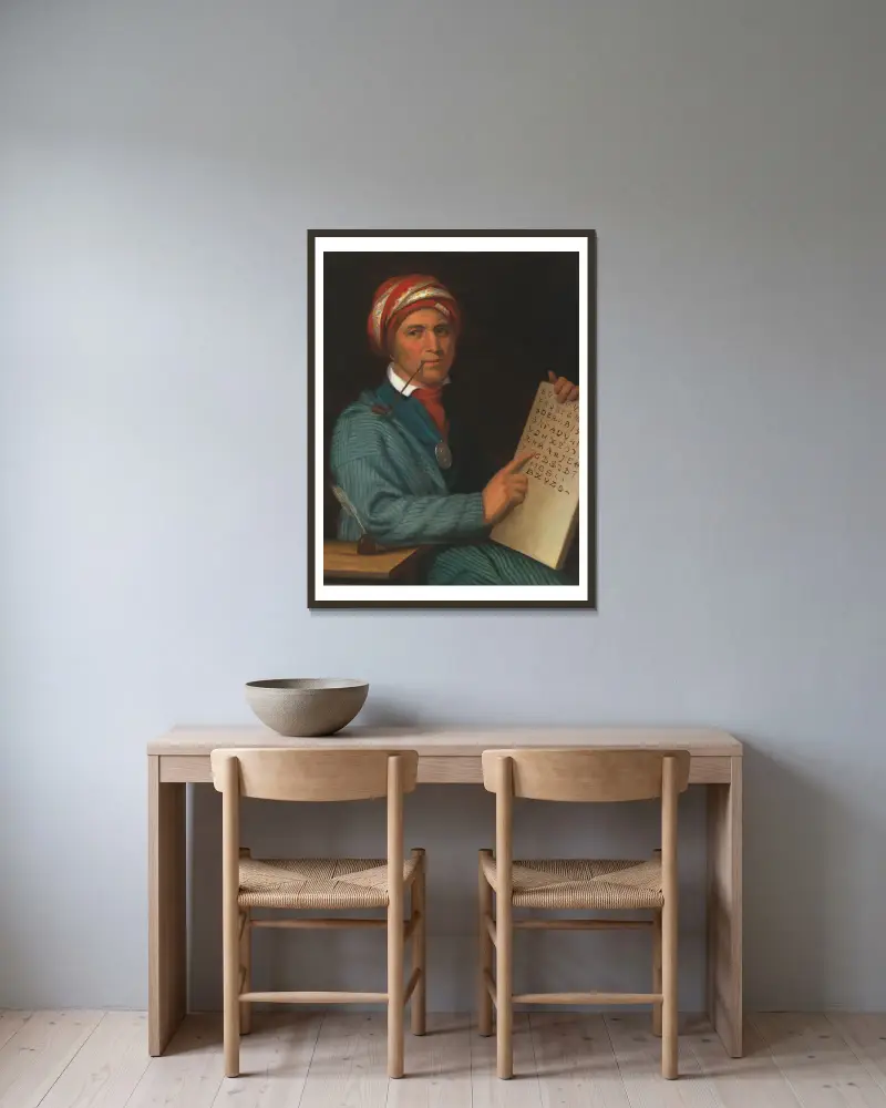 Sequoyah von Henry Inman gerahmt an einer Wand
