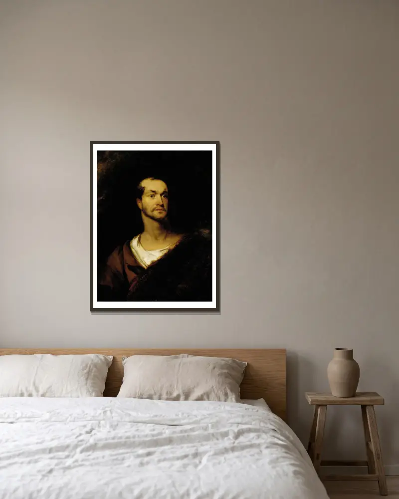 William Charles Macready als Wilhelm Tell von Henry Inman gerahmt an einer Wand