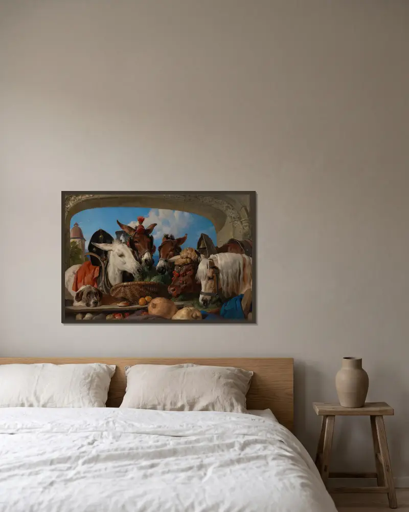 En grupp djur, Genève av Sir Edwin Henry Landseer inramad på en vägg