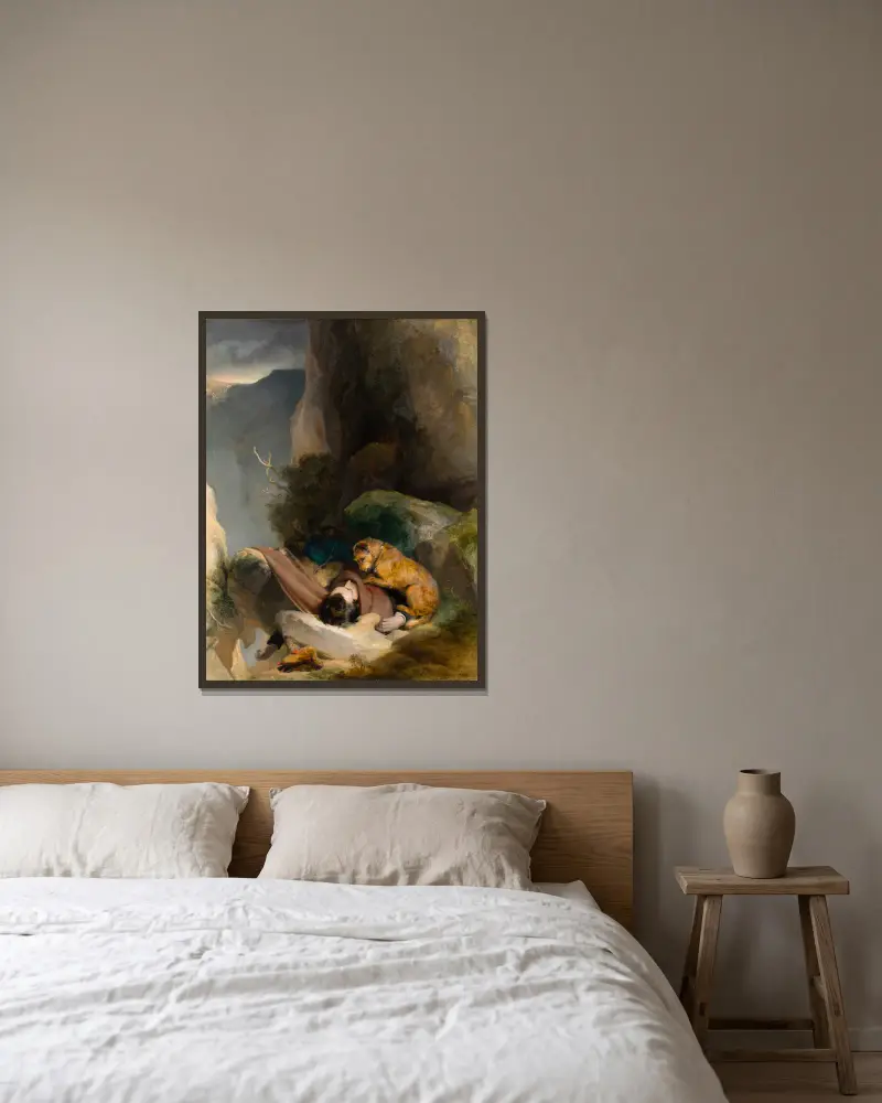 Attachment av Sir Edwin Henry Landseer inramad på en vägg