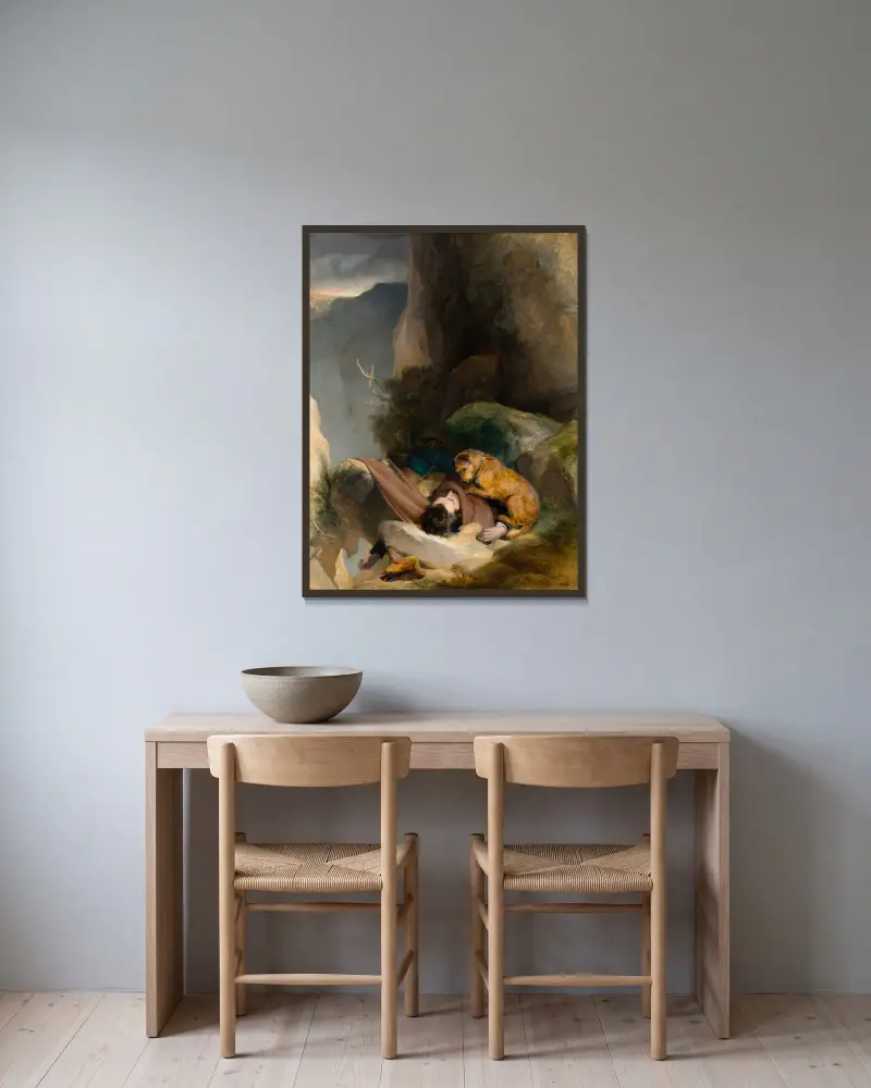 Attachment av Sir Edwin Henry Landseer inramad på en vägg